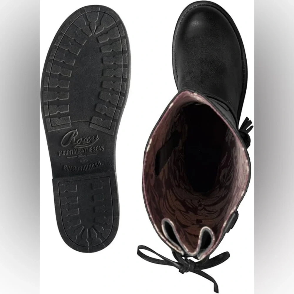 Roxy Women's Rider Motorcycle Distressed Tall Boots Black Shoes 8 - Picture 7 of 15